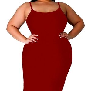 Wine Bodycon Midi Dress